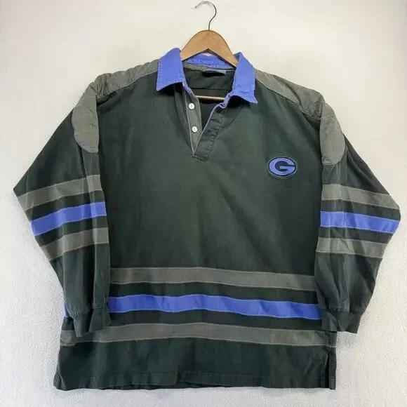 Vintage Green Bay Packers Rugby Shirt Men's 2xl Green Embroidered Padded y2k - Picture 1 of 9